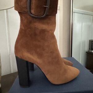 Yves Saint Laurent Brown Heeled Boots Suede